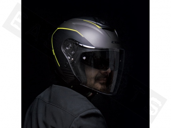 Helmet Demi Jet CGM 160G JAD RIDE graohite/yellow (double visor)